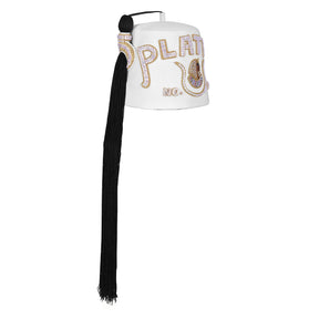 DOI Fez Hat - Pure White Wool With Rhinestones (2 Rows as pictured)