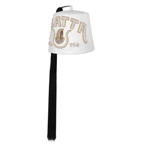 DOI Fez Hat - Pure White Wool With Rhinestones (2 Rows as pictured)