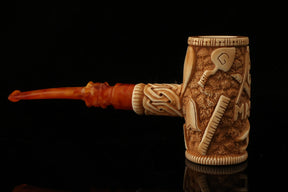 Master Mason Blue Lodge Meerschaum Pipe - Handcrafted Mason Gavel Shape