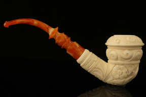 Master Mason Blue Lodge Meerschaum Pipe - Wax Coated With Square & Compass G - Bricks Masons