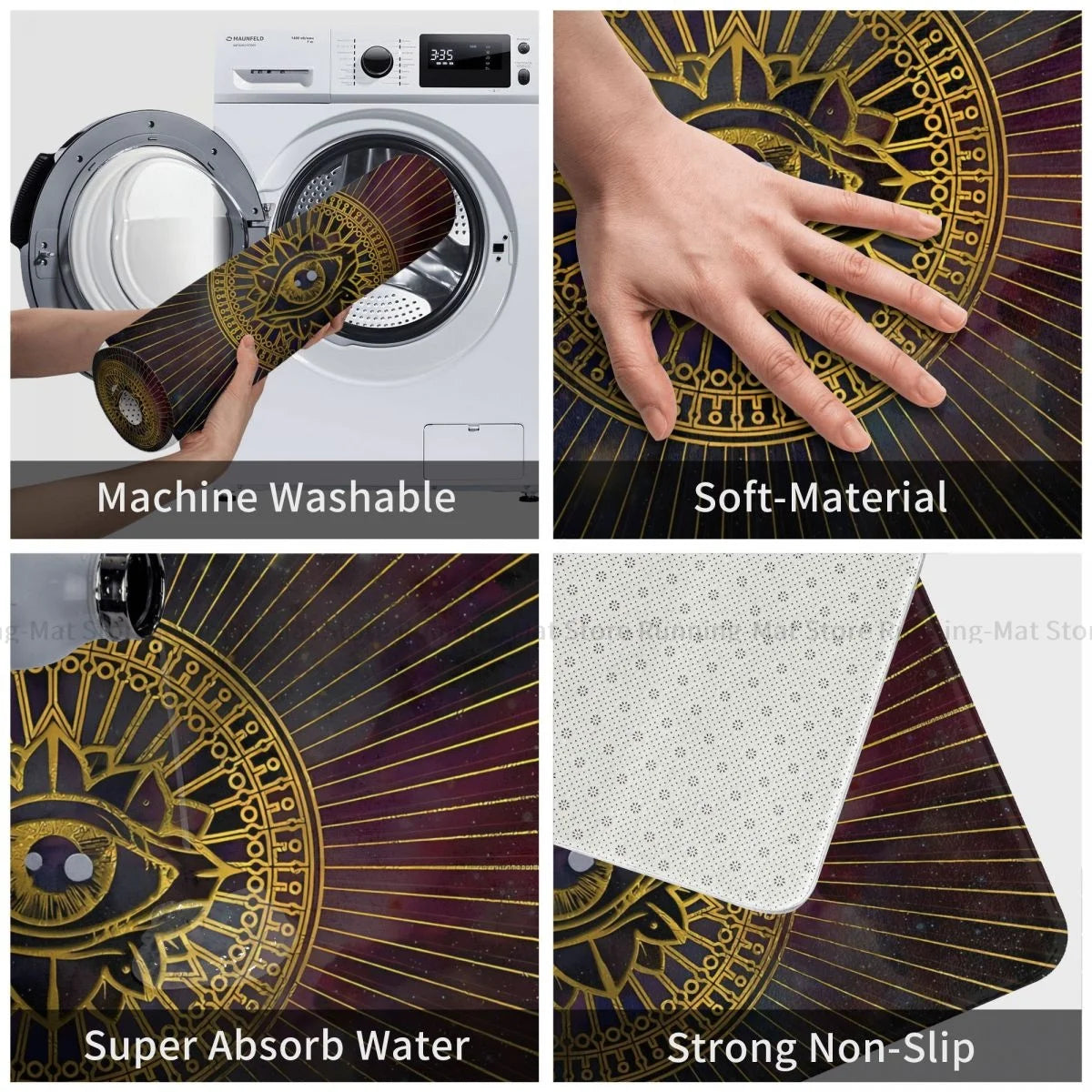 Eye Of Providence Rug - Non-slip Golden Eye - Bricks Masons