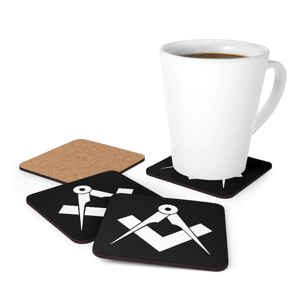 Master Mason Blue Lodge Coaster - 4 Pieces Square & Compass Set