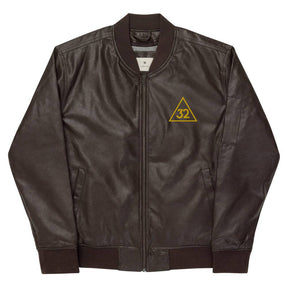 32nd Degree Scottish Rite Jacket - Leather Golden Embroidery