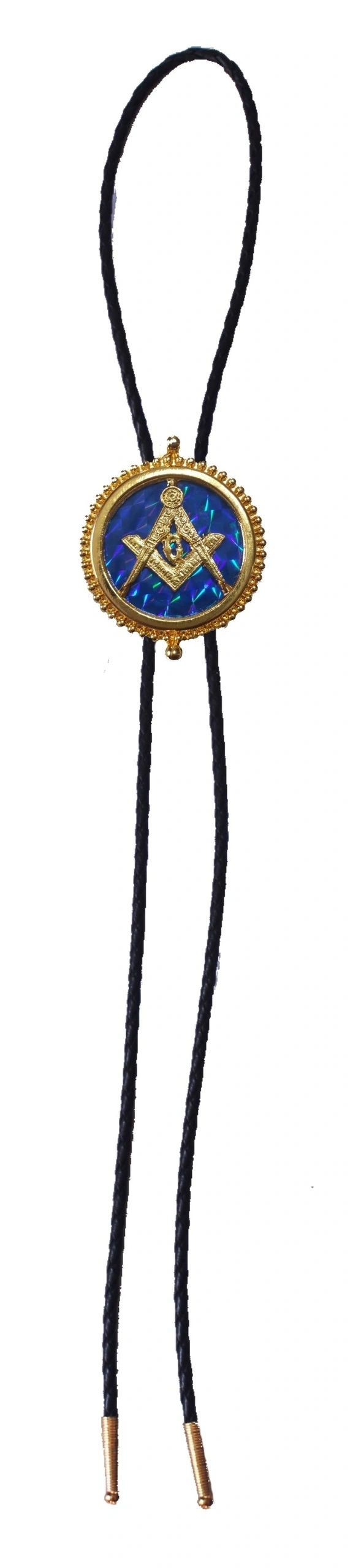 Master Mason Blue Lodge Bolo Tie - Blue Raised Square & Compass
