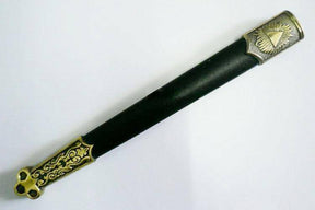 Fellowcraft Blue Lodge Dagger - Square Compass Brass Sword Knife Snake Flaming Blade / Black Scabbard 15.5" - Bricks Masons