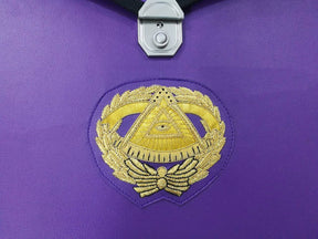 Grand Master Blue Lodge Apron Case - Purple Leather MM, WM & Provincial - Bricks Masons