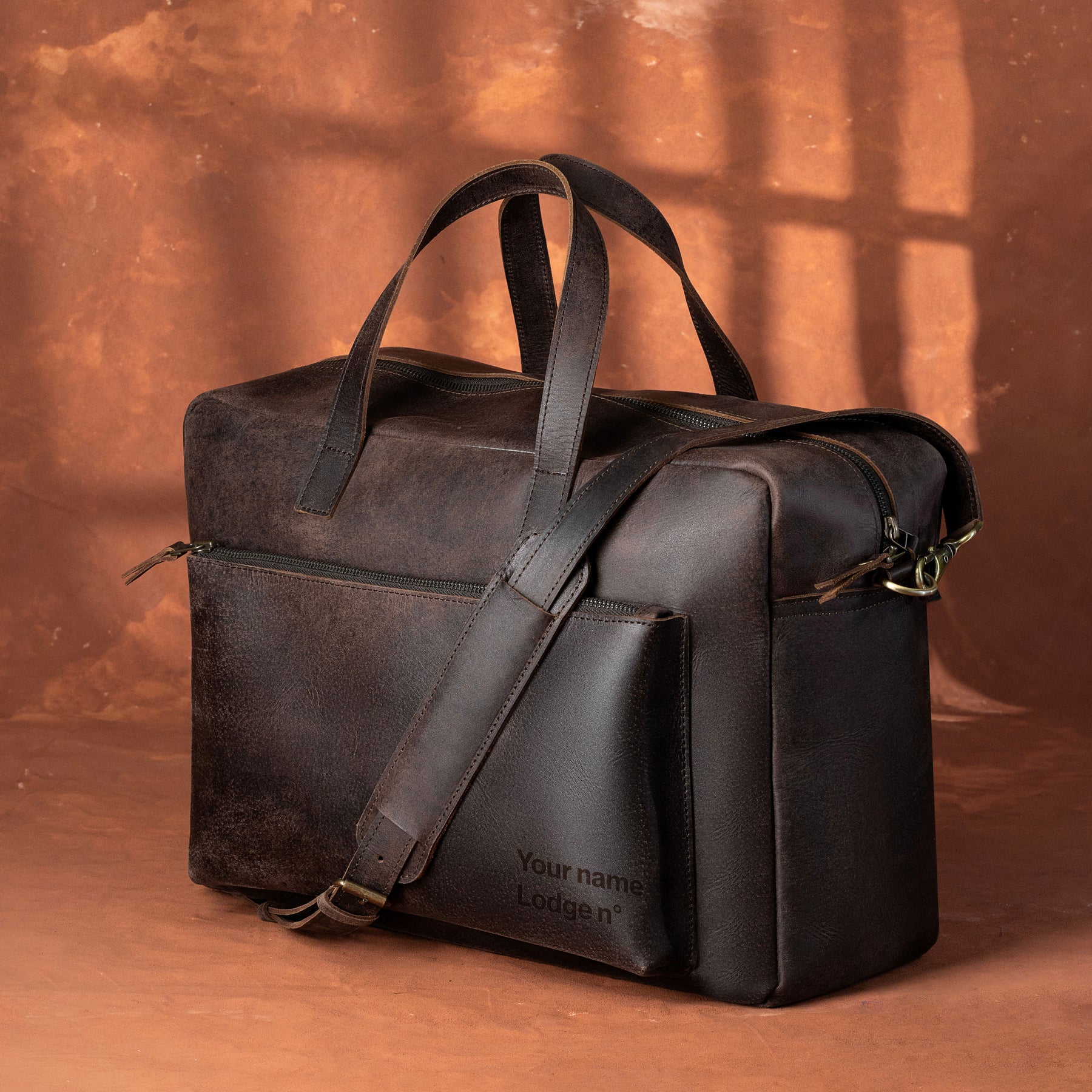Grand Master Blue Lodge Briefcase - Dark Brown Cow Leather - Bricks Masons