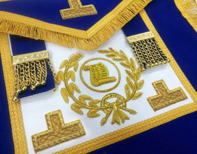 Grand Orator Craft Apron - Royal Blue Hand Embroidery - Bricks Masons