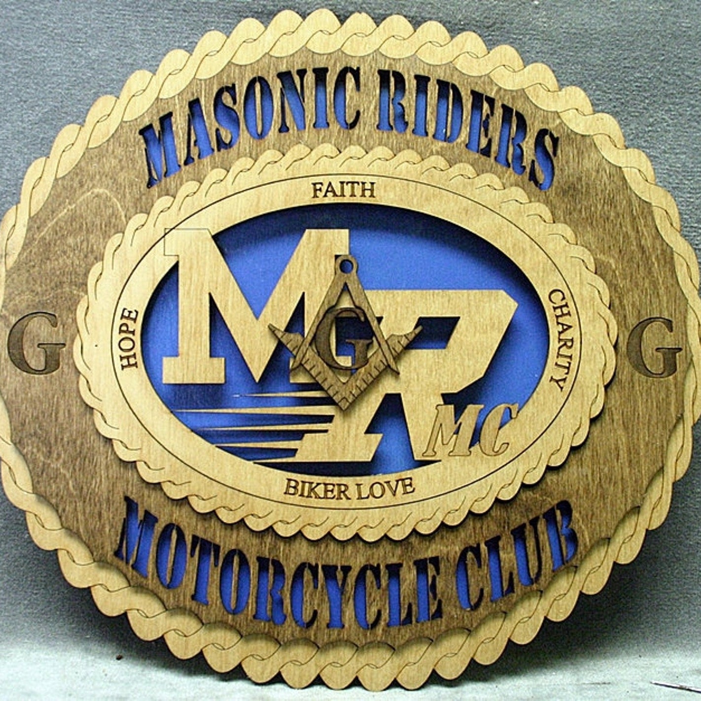 Master Mason Blue Lodge Wall Monogram - Wooden Masonic Riders - Bricks Masons