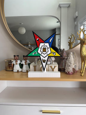 OES Desk Sign - Personalizable 11” 3D Eastern Star Crest - Bricks Masons