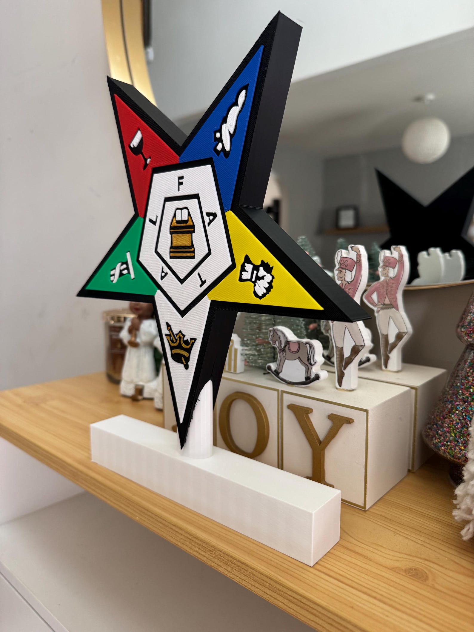 OES Desk Sign - Personalizable 11” 3D Eastern Star Crest - Bricks Masons