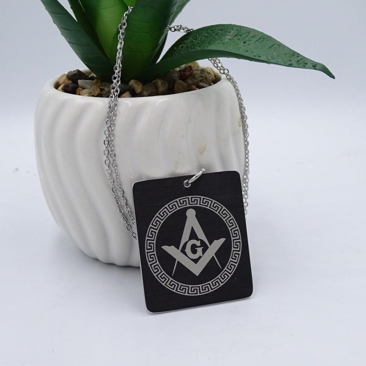 Master Mason Blue Lodge Necklace - Black Anodized Aluminium Pendant