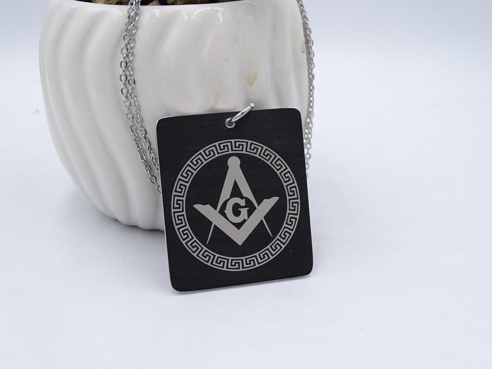 Master Mason Blue Lodge Necklace - Black Anodized Aluminium Pendant