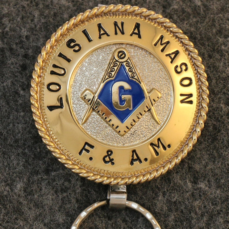Master Mason Blue Lodge Keychain - Gold, Blue & Silver Louisiana Mason F. & A. M.