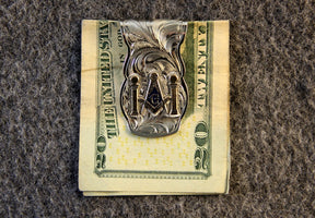 Master Mason Blue Lodge Money Clip - Nickel Gold Tones & Blue Square & Compass G