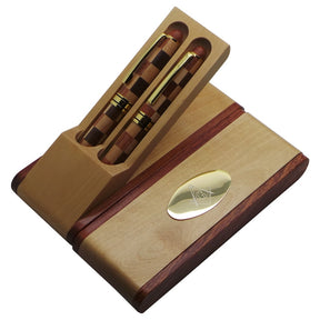 Master Mason Blue Lodge Pen - Wood Double Pen Set Desk