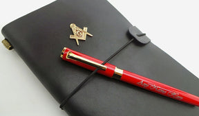 Master Mason Blue Lodge Notebook - Leather Engraved With Rollerball Pen Luxury Gift Set