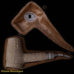 Master Mason Blue Lodge Meerschaum Pipe - Handmade With Velvet Case