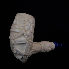 Master Mason Blue Lodge Meerschaum Pipe - Handmade with Fitter Case - Bricks Masons