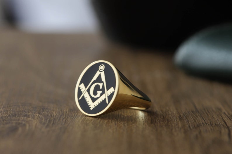 Master Mason Blue Lodge Ring - Gold With Black Enamel