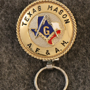 Master Mason Blue Lodge Keychain - Handcrafted Texas State Red, White & Blue Map