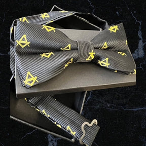 Master Mason Blue Lodge Bow Tie - Tailor Made Square and Compass Black & Gold