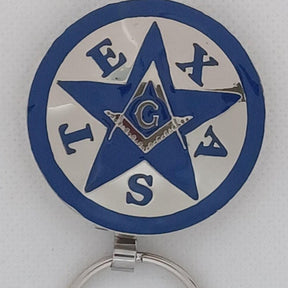 Master Mason Blue Lodge Keychain - Texas Silver & Blue Star - Bricks Masons