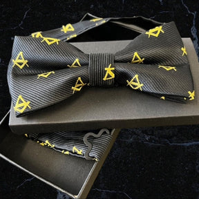 Master Mason Blue Lodge Bow Tie - Tailor Made Square and Compass Black & Gold