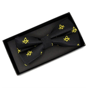 Master Mason Blue Lodge Bow Tie - Tailor Made Square and Compass Black & Gold