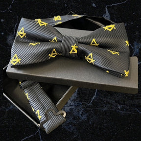 Master Mason Blue Lodge Bow Tie - Tailor Made Square and Compass Black & Gold