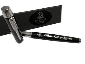 Master Mason Blue Lodge Pen - Silver Engraved Black Ink Rollerball Gift Set