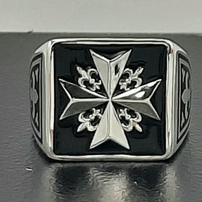 Order Of Malta Ring - Black Sterling Silver