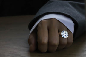 Master Mason Blue Lodge Ring - Silver Blue Enamel