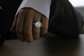 Master Mason Blue Lodge Ring - Silver Blue Enamel