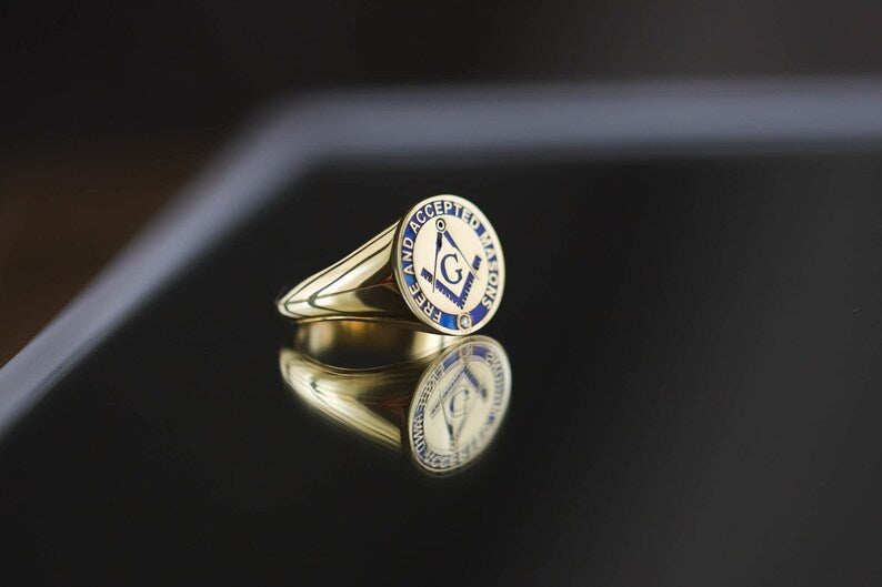 Master Mason Blue Lodge Ring - 10K TO 18K Gold Free & Accepted Masons