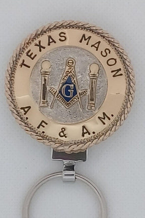 Master Mason Blue Lodge Keychain - Handcrafted Texas Mason & Double Columns