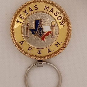 Master Mason Blue Lodge Keychain - Handcrafted Texas Map With Columns