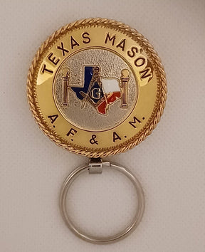 Master Mason Blue Lodge Keychain - Handcrafted Texas Map With Columns