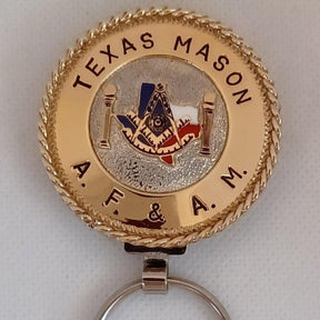 Past Master Blue Lodge Keychain - Handcrafted Texas State & Pillars