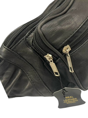 Master Mason Blue Lodge Waist Bag - Genuine Leather 24k Gold Clad Emblem