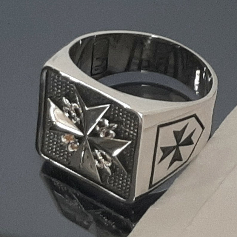 Order Of Malta Ring - Sterling silver Cross-Free Mason ring