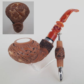 Master Mason Blue Lodge Meerschaum Pipe - Handmade with  Fitted Case & Tamper