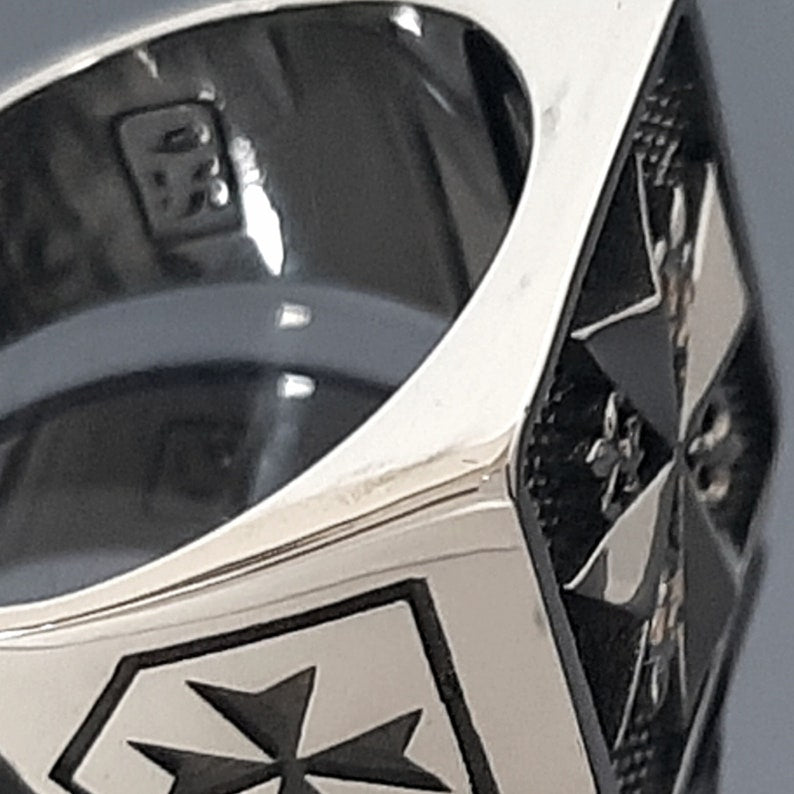 Order Of Malta Ring - Sterling silver Cross-Free Mason ring