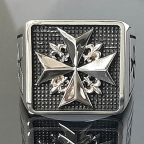 Order Of Malta Ring - Sterling silver Cross-Free Mason ring
