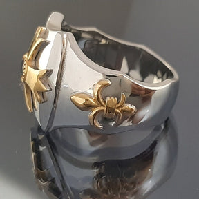 Order Of Malta Ring - Gold & Blue green Sapphire