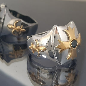 Order Of Malta Ring - Gold & Blue green Sapphire
