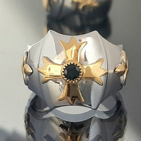 Order Of Malta Ring - Gold & Blue green Sapphire
