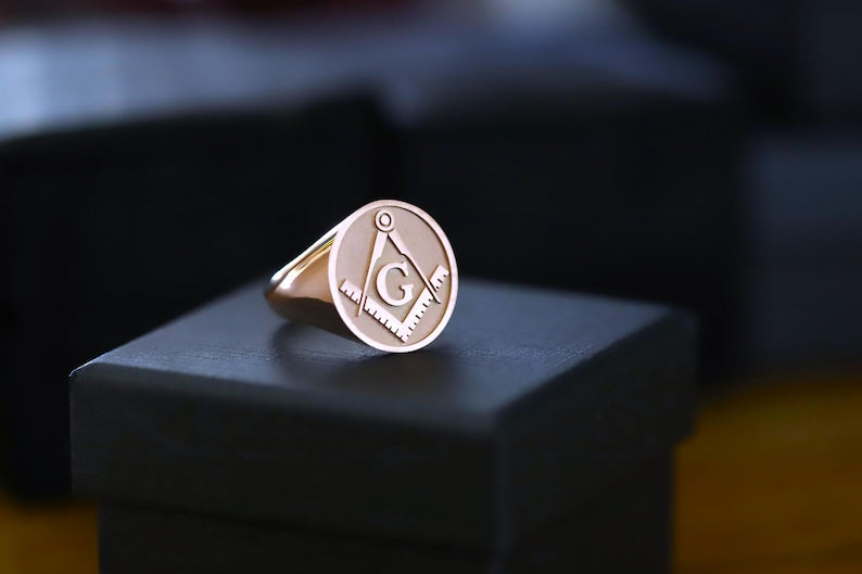 Master Mason Blue Lodge Ring - Black Enamel 10K to 18K Gold