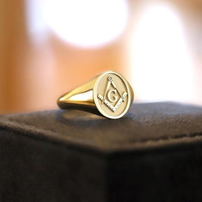 Master Mason Blue Lodge Ring - Black Enamel 10K to 18K Gold