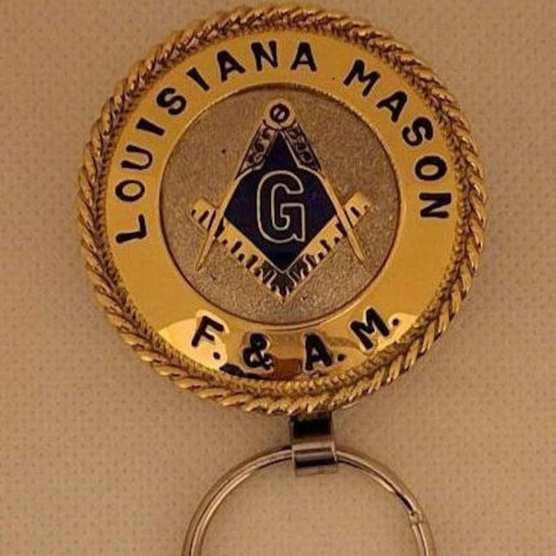 Master Mason Blue Lodge Keychain - Handcrafted Louisiana Mason Square Compass G